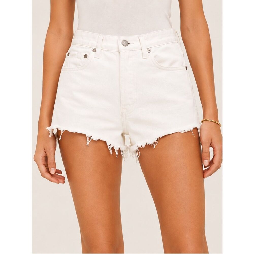 AGOLDE Parker White Distressed Cutoff Denim Shorts Size 24
